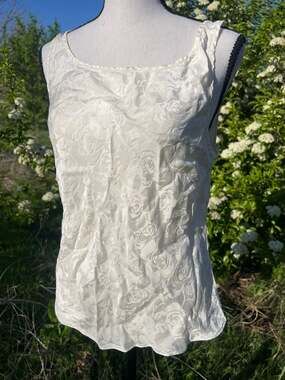 Vintage Private Luxuries 100% Silk Jacquard Rose Floral Pajama Set